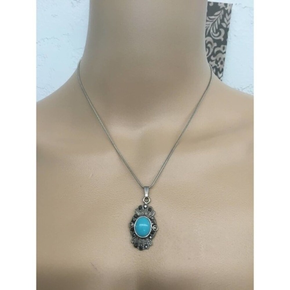 18KGP Necklace With Turquoise Colored Pendant
